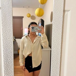 Tan, Black, and White Button Down